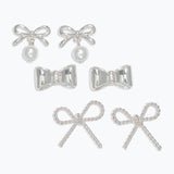 Periwinkle Earrings Silver Bow Trio