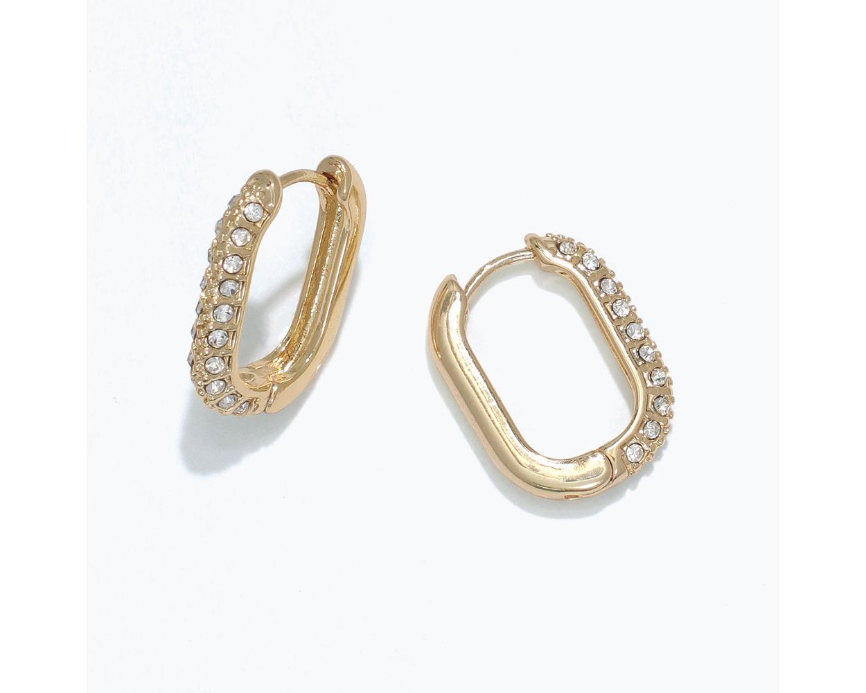 Periwinkle Earrings Gold Hinged Ovals Crystals