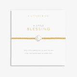 Gold bracelet with a heart charm on a 'A Littles & Co' card. Available at Be Charmed