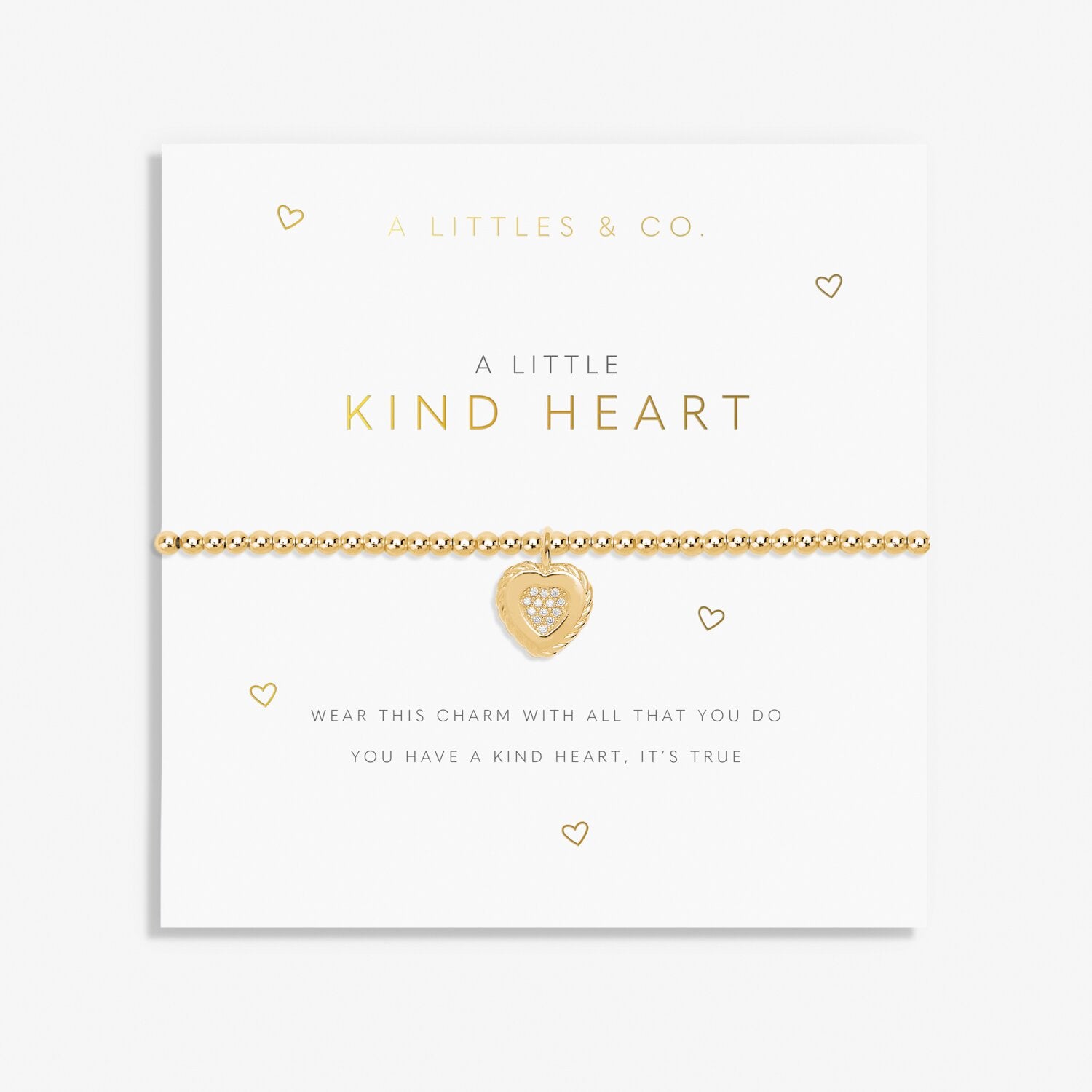 A Little & Co Kind Heart gold stretch bracelet with heart charm – Available at Be Charmed