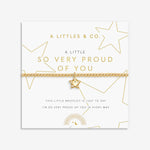 So Very Proud of You Gold kids’ bracelet by A Littles & Co with a cute gold charm and sentiment card, perfect celebration gift — Available at Be Charmed