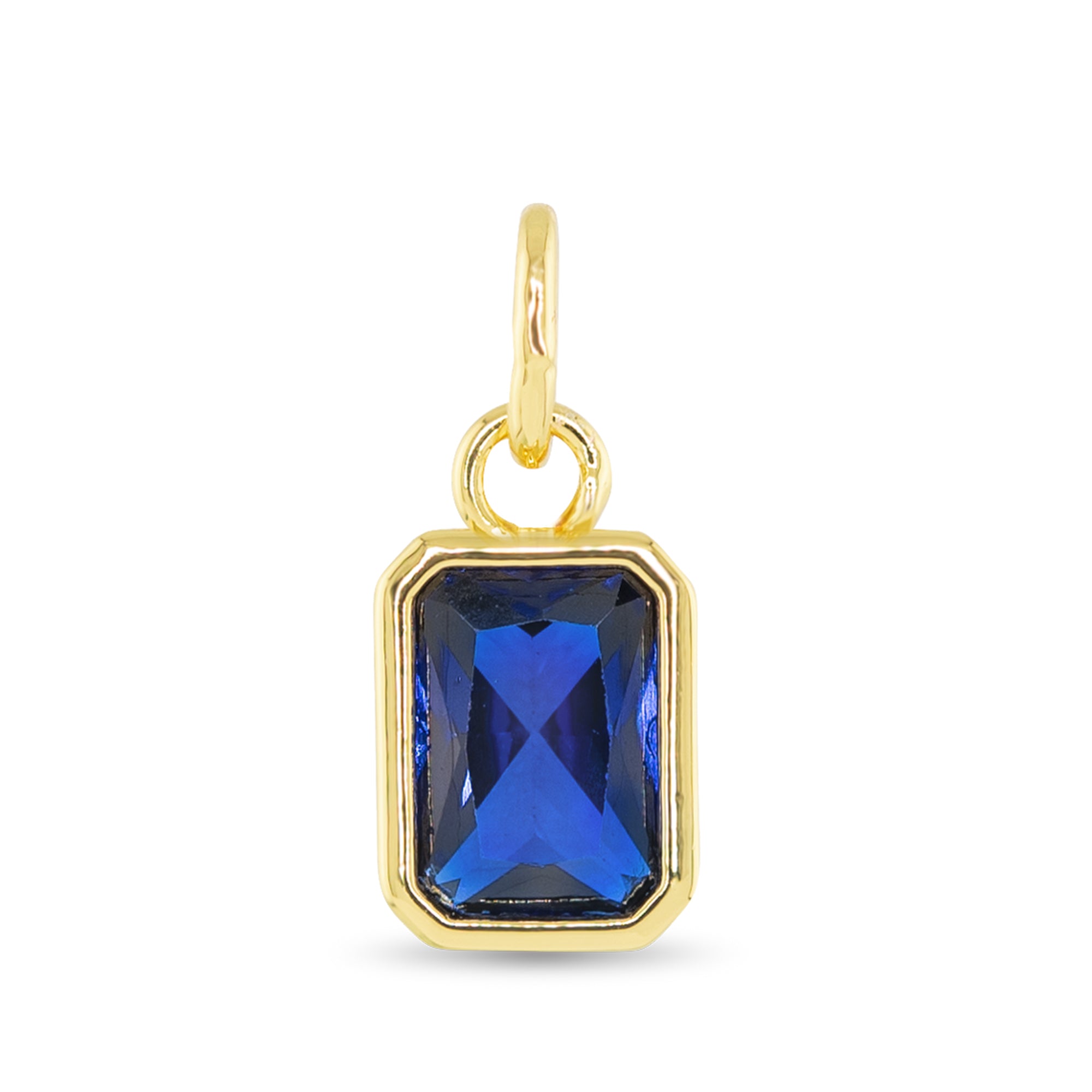 Amanda Blu Gold Birthstone Charm—gold-plated disc charm with authentic crystal birthstone for September. Ideal for bracelets and necklaces. Available at Be Charmed