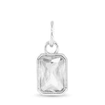 Amanda Blu Silver April Birthstone Charm featuring a sparkling glass gem for each birth month, set in polished silver-tone—perfect for gifting, available at Be Charmed