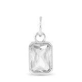 Amanda Blu Silver April Birthstone Charm featuring a sparkling glass gem for each birth month, set in polished silver-tone—perfect for gifting, available at Be Charmed