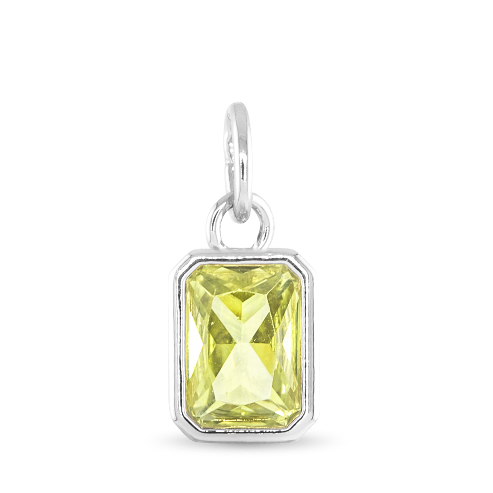 Amanda Blu Silver August Birthstone Charm featuring a sparkling glass gem for each birth month, set in polished silver-tone—perfect for gifting, available at Be Charmed