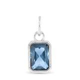 Amanda Blu Silver March Birthstone Charm featuring a sparkling glass gem for each birth month, set in polished silver-tone—perfect for gifting, available at Be Charmed