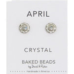 April Baked Beads Birthstone Crystal Earrings featuring sterling silver-plated settings with Austrian crystals, perfect for gifting or personal wear.