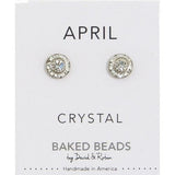 April Baked Beads Birthstone Crystal Earrings featuring sterling silver-plated settings with Austrian crystals, perfect for gifting or personal wear.