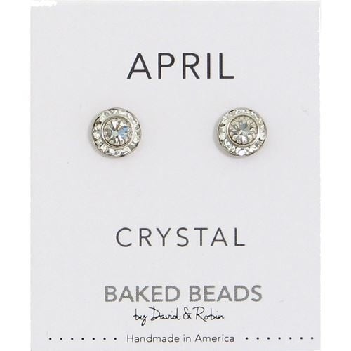 April Baked Beads Birthstone Crystal Earrings featuring sterling silver-plated settings with Austrian crystals, perfect for gifting or personal wear.
