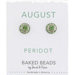 August Baked Beads Birthstone Crystal Earrings featuring sterling silver-plated settings with Austrian crystals, perfect for gifting or personal wear.