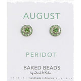 August Baked Beads Birthstone Crystal Earrings featuring sterling silver-plated settings with Austrian crystals, perfect for gifting or personal wear.