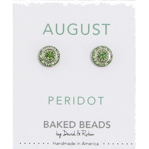 August Baked Beads Birthstone Crystal Earrings featuring sterling silver-plated settings with Austrian crystals, perfect for gifting or personal wear.