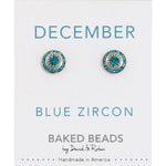 December Baked Beads Birthstone Crystal Earrings featuring sterling silver-plated settings with Austrian crystals, perfect for gifting or personal wear.