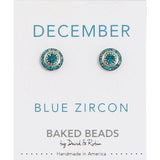 December Baked Beads Birthstone Crystal Earrings featuring sterling silver-plated settings with Austrian crystals, perfect for gifting or personal wear.