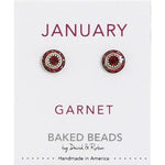 January Baked Beads Birthstone Crystal Earrings featuring sterling silver-plated settings with Austrian crystals, perfect for gifting or personal wear.