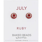 July Baked Beads Birthstone Crystal Earrings featuring sterling silver-plated settings with Austrian crystals, perfect for gifting or personal wear.