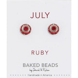July Baked Beads Birthstone Crystal Earrings featuring sterling silver-plated settings with Austrian crystals, perfect for gifting or personal wear.