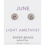 June Baked Beads Birthstone Crystal Earrings featuring sterling silver-plated settings with Austrian crystals, perfect for gifting or personal wear.