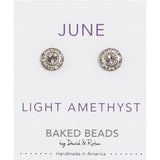 June Baked Beads Birthstone Crystal Earrings featuring sterling silver-plated settings with Austrian crystals, perfect for gifting or personal wear.