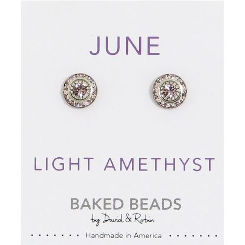 June Baked Beads Birthstone Crystal Earrings featuring sterling silver-plated settings with Austrian crystals, perfect for gifting or personal wear.