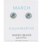 March Baked Beads Birthstone Crystal Earrings featuring sterling silver-plated settings with Austrian crystals, perfect for gifting or personal wear.
