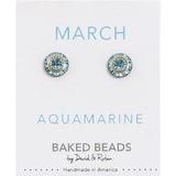 March Baked Beads Birthstone Crystal Earrings featuring sterling silver-plated settings with Austrian crystals, perfect for gifting or personal wear.