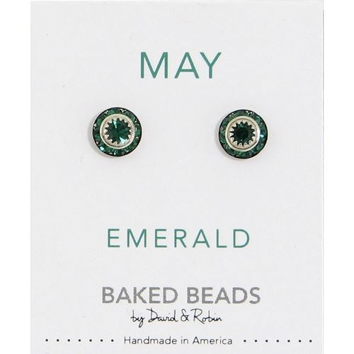 May Baked Beads Birthstone Crystal Earrings featuring sterling silver-plated settings with Austrian crystals,  perfect for gifting or personal wear.