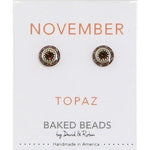 November Baked Beads Birthstone Crystal Earrings featuring sterling silver-plated settings with Austrian crystals, perfect for gifting or personal wear.