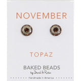 November Baked Beads Birthstone Crystal Earrings featuring sterling silver-plated settings with Austrian crystals, perfect for gifting or personal wear.