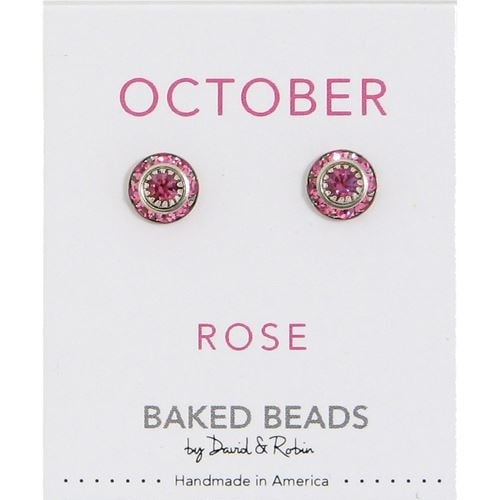 October Baked Beads Birthstone Crystal Earrings featuring sterling silver-plated settings with Austrian crystals, perfect for gifting or personal wear.