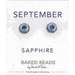 September Baked Beads Birthstone Crystal Earrings featuring sterling silver-plated settings with Austrian crystals, perfect for gifting or personal wear.