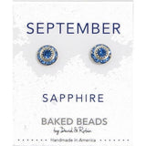 September Baked Beads Birthstone Crystal Earrings featuring sterling silver-plated settings with Austrian crystals, perfect for gifting or personal wear.