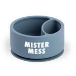 Bella Tunno Mister Mess Wonder Bowl in blue, featuring a suction base and curved lip, available at Be Charmed.