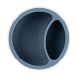 Overhead View of Bella Tunno Mister Mess Wonder Bowl in blue, featuring a suction base and curved lip, available at Be Charmed.