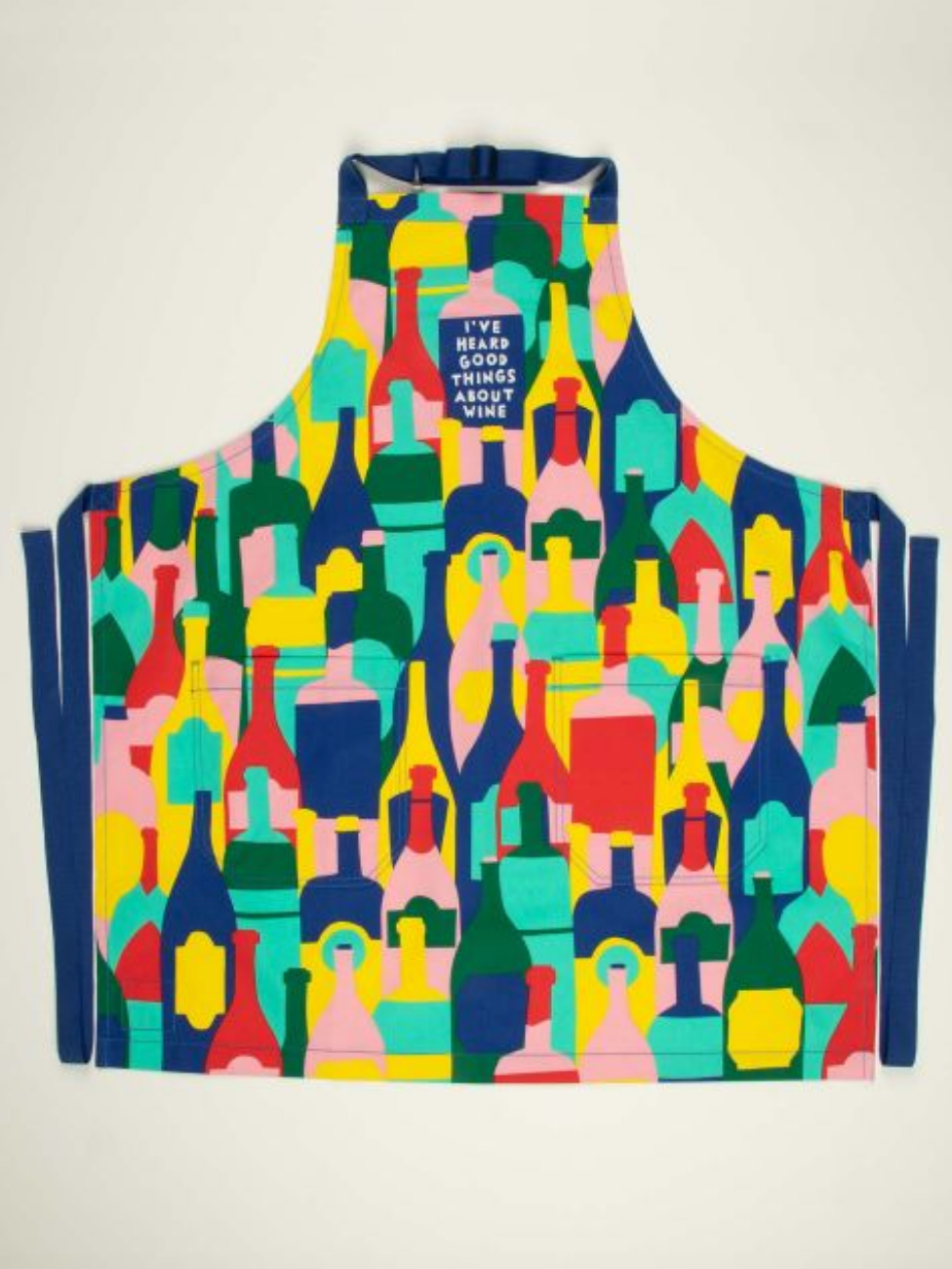 Good Things About Wine apron – cheeky kitchen apron with witty wine design, available at Be Charmed.