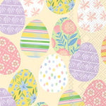 Eggstra Eggs cream guest towels with pastel decorated Easter eggs and spring florals by Boston International, available at Be Charmed.