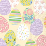 Eggstra Eggs cream guest towels with pastel decorated Easter eggs and spring florals by Boston International, available at Be Charmed.