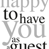 Happy To Have You guest towels – gold and silver foil decorative 3‑ply guest paper towels, available at Be Charmed.