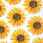 Sunflower guest towels – decorative 3‑ply floral napkins with bright sunflowers, available at Be Charmed.