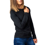 Black Fleece Tops – ultra-soft, warm tops with cozy fleece interior, designed for comfort and layering during cold weather, available at Be Charmed