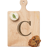 Maple Leaf 9x6 Initial Board C with Spreader. Personalized wooden serving board with monogram design. Perfect gift. Available at Be Charmed.