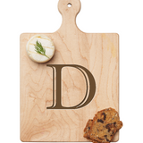 Maple Leaf 9x6 Initial Board D with Spreader. Personalized wooden serving board with monogram design. Perfect gift. Available at Be Charmed.