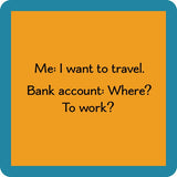 Drinks On Me ‘Bank Account’ coaster – 4×4 resin with cork backing, funny bar accessory, available at Be Charmed