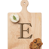 Maple Leaf 9x6 Initial Board E with Spreader. Personalized wooden serving board with monogram design. Perfect gift. Available at Be Charmed.