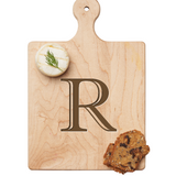 Maple Leaf 9x6 Initial Board R with Spreader. Personalized wooden serving board with monogram design. Perfect gift. Available at Be Charmed.