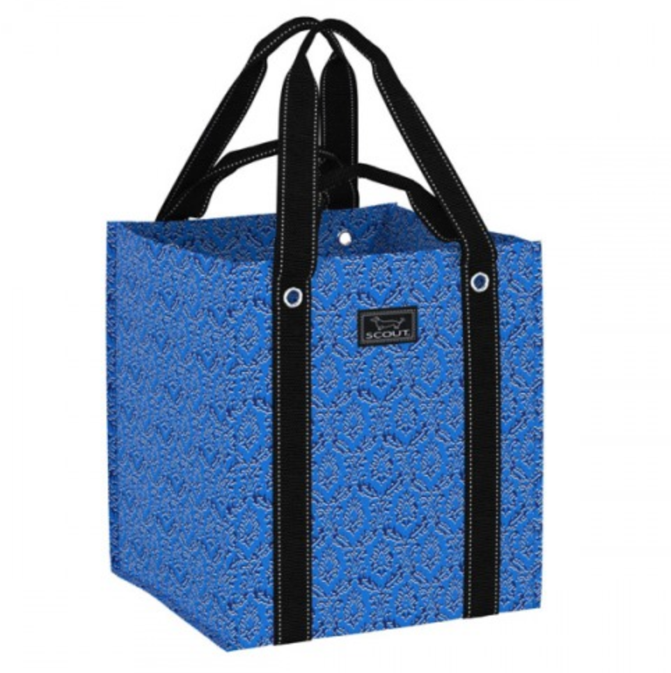 Scout Merci Beau Blue Bagette Market Tote reusable grocery bag with reinforced bottom & dual straps – available at Be Charmed