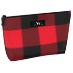 Flannel No 5 SCOUT Twiggy Slim Makeup Bag – 8.25″W × 5″H × 2.25″D water‑resistant coated cotton pouch with full zip closure and slim profile. Available at Be Charmed