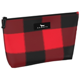 Flannel No 5 SCOUT Twiggy Slim Makeup Bag – 8.25″W × 5″H × 2.25″D water‑resistant coated cotton pouch with full zip closure and slim profile. Available at Be Charmed