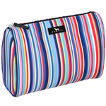 Line and Dandy SCOUT Packin’ Heat Cosmetic Bag — 9.75″W × 7″H × 3.75″D coated cotton travel pouch with interior slip pocket, water‑resistant and slim profile. Available at Be Charmed
