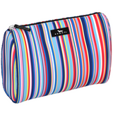 Line and Dandy SCOUT Packin’ Heat Cosmetic Bag — 9.75″W × 7″H × 3.75″D coated cotton travel pouch with interior slip pocket, water‑resistant and slim profile. Available at Be Charmed
